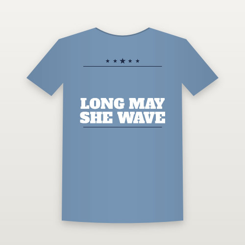 Long May She Wave Patriotic Toddler Tee (Star Banner) - Heather Blue