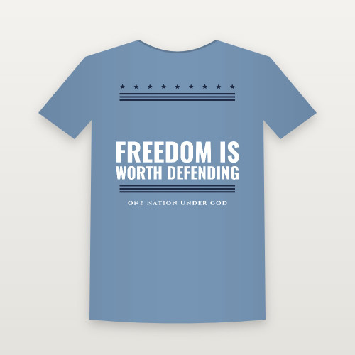 Freedom Is Worth Defending Patriotic Toddler Tee (Stars & Stripes) - Heather Blue