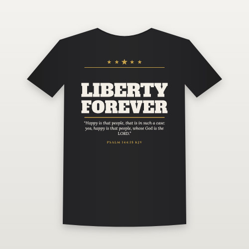 Liberty Forever Patriotic Toddler Tee with Psalm 144:15 (Star Banner) - Black