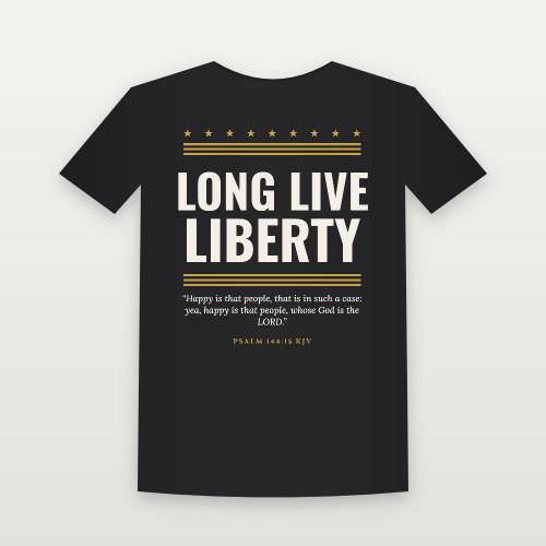 Long Live Liberty Patriotic Toddler Tee with Psalm 144:15 (Stars & Stripes) - Black