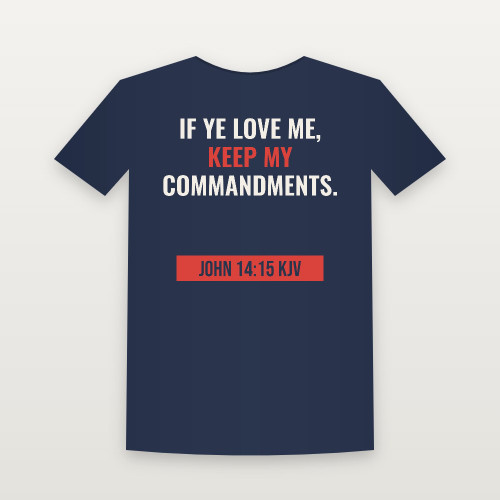 John 14:15 KJV Christian Short Sleeve Tee (Bold Type) - Navy