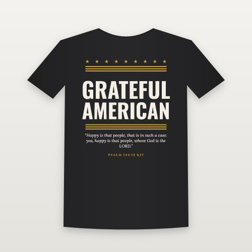 Grateful American Patriotic Toddler Tee with Psalm 144:15 (Stars & Stripes) - Black