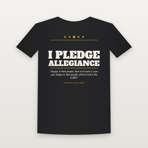I Pledge Allegiance Patriotic Toddler Tee with Psalm 144:15 (Star Banner) - Black