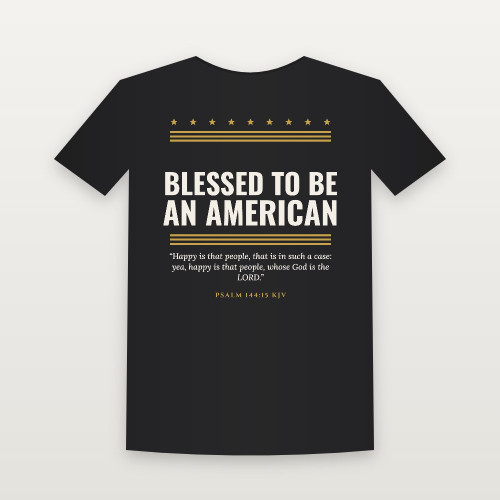 Blessed to Be an American Patriotic Toddler Tee with Psalm 144:15 (Stars & Stripes) - Black