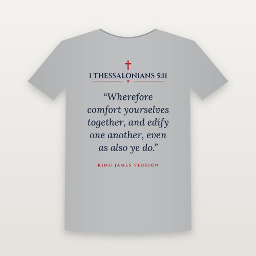 1 Thessalonians 5:11 KJV Christian Short Sleeve Tee (Classic) - Heather Gray