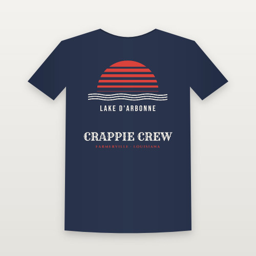 Lake D'Arbonne Crappie Crew Women's Relaxed Tee (Retro Sunset) - Navy