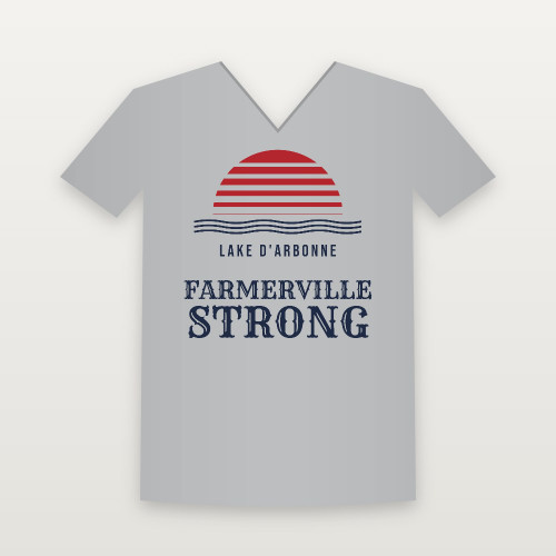 Farmerville Strong V-Neck Tee (Retro Sunset) - Heather Gray