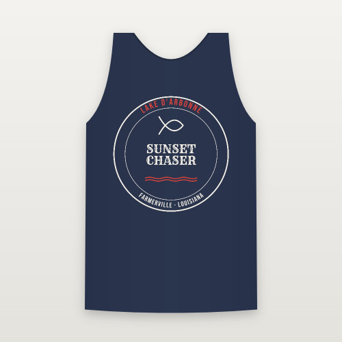 Sunset Chaser Lake D'Arbonne Tank Top (Lake Badge) - Navy