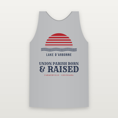 Union Parish Born & Raised Tank Top (Retro Sunset) - Heather Gray