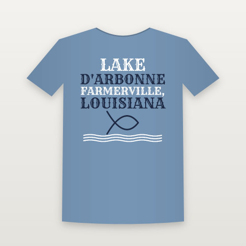 Lake D'Arbonne · Farmerville, Louisiana Youth Tee (Fish & Waves) - Heather Blue