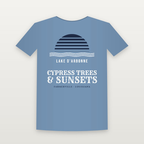 Cypress Trees & Sunsets Lake D'Arbonne Youth Tee (Retro Sunset) - Heather Blue
