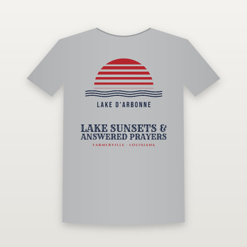 Lake Sunsets & Answered Prayers Lake D'Arbonne Youth Tee (Retro Sunset) - Heather Gray