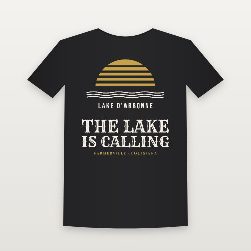 The Lake Is Calling Lake D'Arbonne Toddler Tee (Retro Sunset) - Black