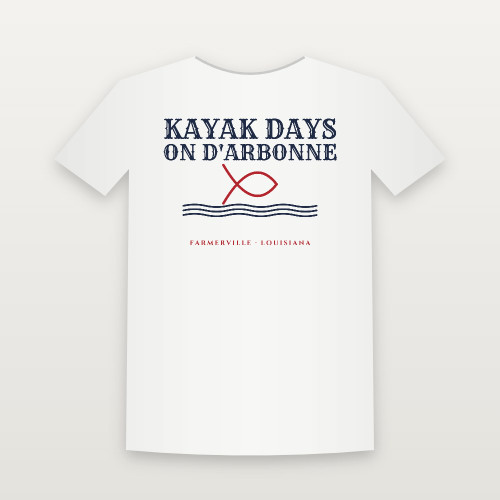 Kayak Days on D'Arbonne Toddler Tee (Fish & Waves) - White