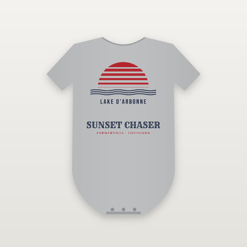 Sunset Chaser Lake D'Arbonne Baby One Piece (Retro Sunset) - Heather Gray