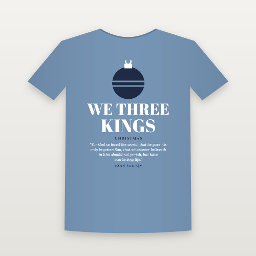 We Three Kings Christmas Christian Short Sleeve Tee with John 3:16 (Holiday) - Heather Blue