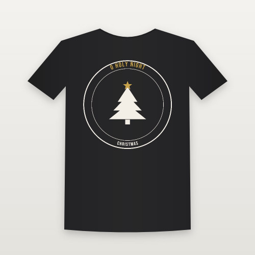 O Holy Night Christmas Christian Short Sleeve Tee (Emblem Badge) - Black