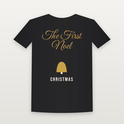 The First Noel Christmas Christian Short Sleeve Tee (Holiday Script) - Black