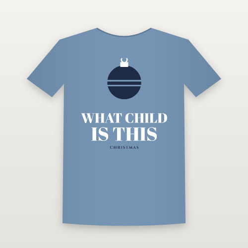 What Child Is This Christmas Christian Short Sleeve Tee (Holiday) - Heather Blue
