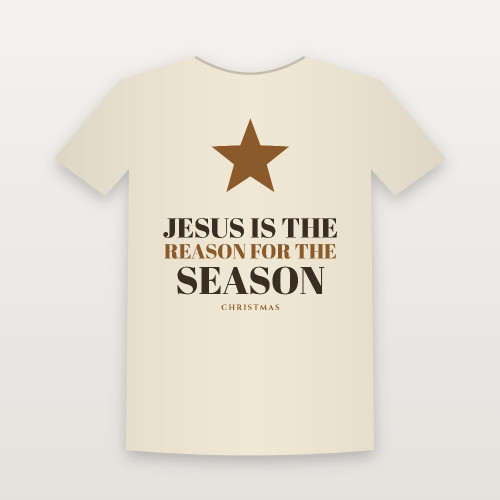 Jesus Is the Reason for the Season Christmas Christian Short Sleeve Tee (Holiday) - Natural