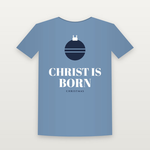 Christ Is Born Christmas Christian Short Sleeve Tee (Holiday) - Heather Blue