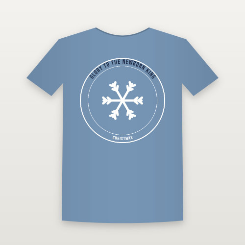 Glory to the Newborn King Christmas Christian Youth Tee (Emblem Badge) - Heather Blue