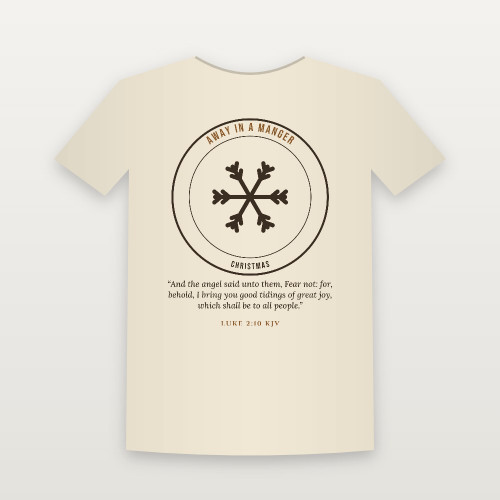 Away in a Manger Christmas Christian Youth Tee with Luke 2:10 (Emblem Badge) - Natural