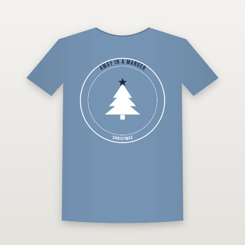 Away in a Manger Christmas Christian Youth Tee (Emblem Badge) - Heather Blue