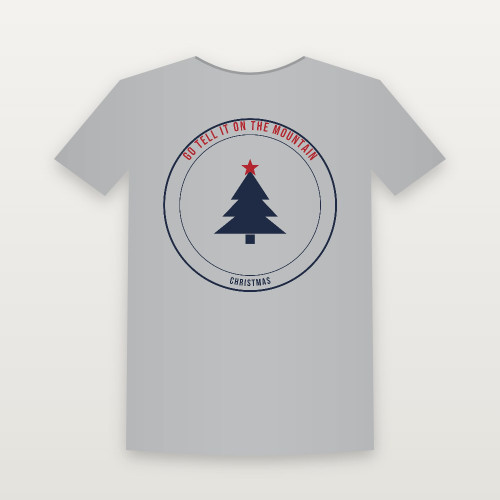 Go Tell It on the Mountain Christmas Christian Youth Tee (Emblem Badge) - Heather Gray