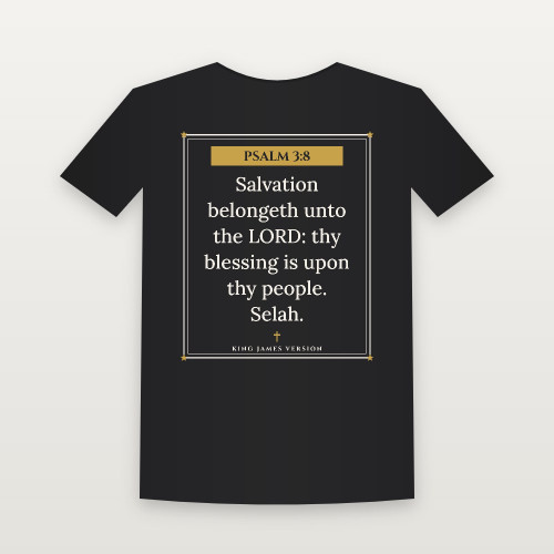 Psalm 3:8 KJV Christian T-Shirt (Framed) - Black