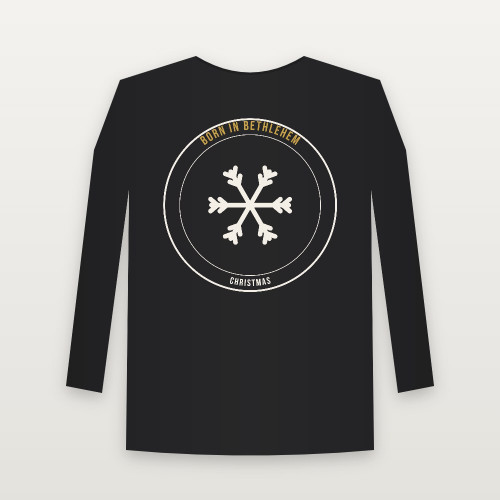 Born in Bethlehem Christmas Christian Youth Long Sleeve Tee (Emblem Badge) - Black