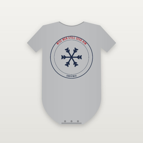 Wise Men Still Seek Him Christmas Christian Baby One Piece (Emblem Badge) - Heather Gray
