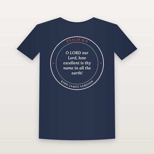Psalm 8:9 KJV Christian T-Shirt (Round Badge) - Navy