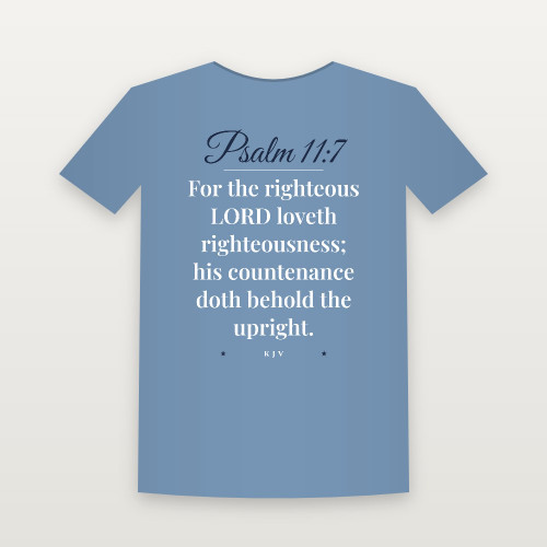 Psalm 11:7 KJV Christian T-Shirt (Script) - Heather Blue
