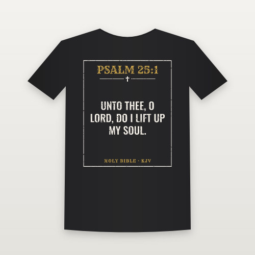 Psalm 25:1 KJV Christian Short Sleeve Tee (Vintage) - Black