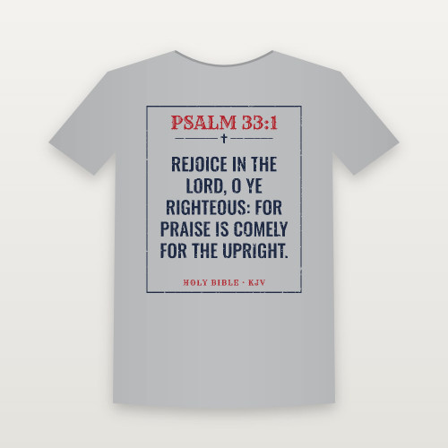 Psalm 33:1 KJV Christian Short Sleeve Tee (Vintage) - Heather Gray