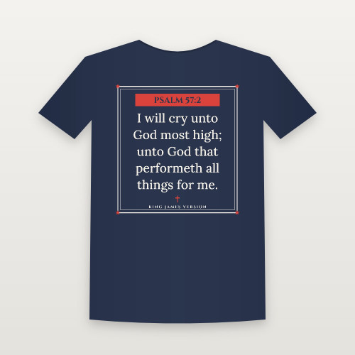 Psalm 57:2 KJV Christian T-Shirt (Framed) - Navy