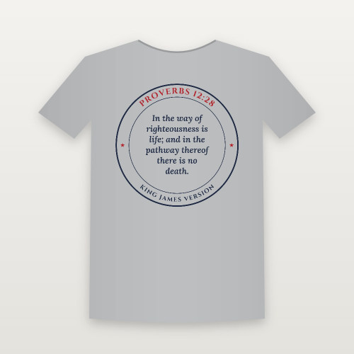 Proverbs 12:28 KJV Christian T-Shirt (Round Badge) - Heather Gray