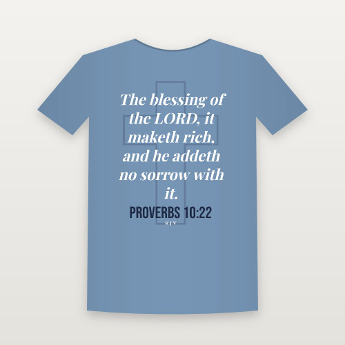 Proverbs 10:22 KJV Christian T-Shirt (Cross) - Heather Blue