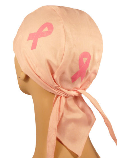 Product photo of the Pink Breast Cancer Du Rag Skull Cap Bandanna Christian biker du rag and skull cap, showing the bold faith-based print design, available at Forever And Always in Farmerville, Louisiana.