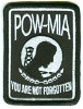Flat-lay product photo of the POW-MIA You Are Not Forgotten Patch embroidered iron-on biker patch, showing full color detail, lettering, and stitching, sold at Forever And Always Online.