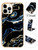 Product photo of the MARBLE PATTERN PHONE CASE BLK/GLD fashion phone case, showing the full design, color, and texture, available at Forever And Always Online.