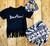 Product photo of the DARLIN' SET WITH HEADBAND baby outfit, showing the full set, print, and fabric, available at Forever And Always Online.