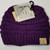 Product photo of the KIDS C.C MESSY BUN BEANIE DK PURPLE baby beanie hat, showing the soft knit fabric, color, and pom pom detail, available at Forever And Always Online.