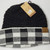 Product photo of the C.C BEANIE BLK/WHT BUFF PLD baby beanie hat, showing the soft knit fabric, color, and pom pom detail, available at Forever And Always Online.