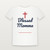 Blessed Momma Christian Women's Relaxed Tee (Family Script) - White
