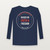 Raised on Faith & Freedom Patriotic Youth Long Sleeve Tee (Badge) - Navy