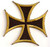 Flat-lay product photo of the Iron Cross Patch with Bronze Outline embroidered iron-on biker patch, showing full color detail, lettering, and stitching, sold at Forever And Always Online.