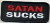 Flat-lay product photo of the Satan Sucks Patch embroidered iron-on biker patch, showing full color detail, lettering, and stitching, sold at Forever And Always Online.