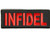Product photo of INFIDEL in bold and red available at Forever And Always Online, Farmerville, Louisiana.